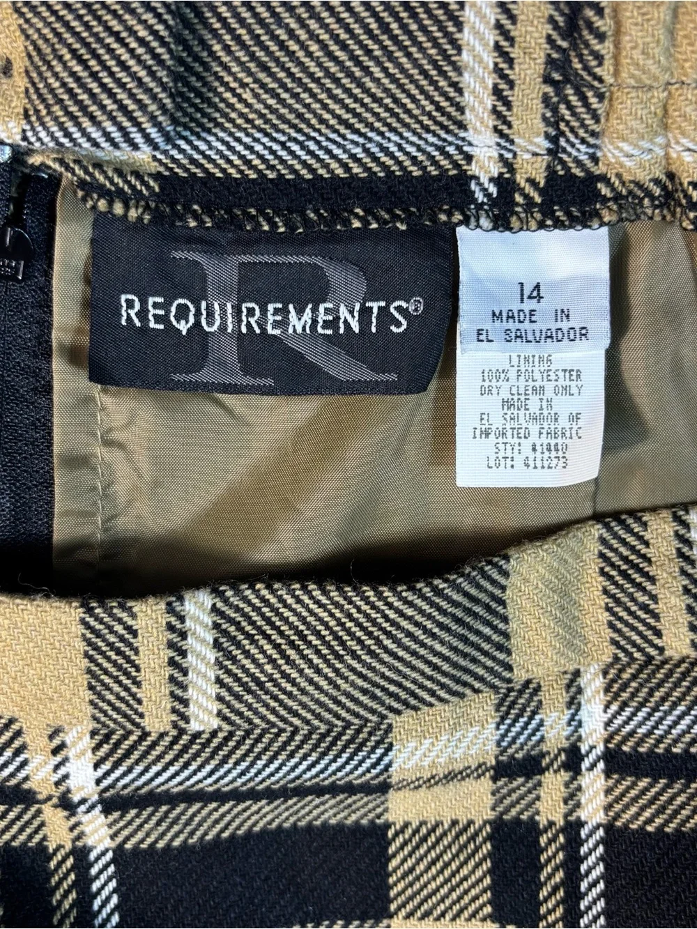 Requirements Women’s 14 Plaid Fringe Midi Skirt in Tan and Black